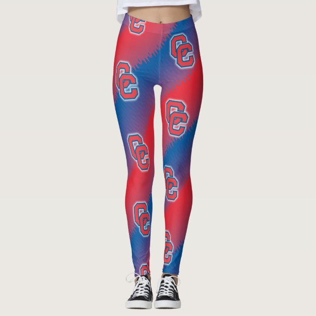 Cherry Creek (CC) Red and Blue Leggings (Front)