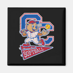 Cherry Creek High School Softll With Mascot Magnet