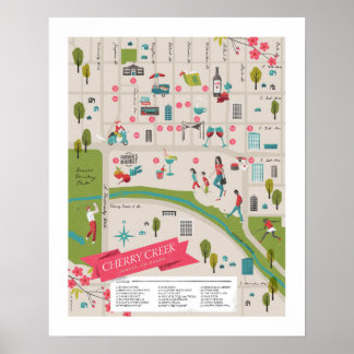 Cherry Creek North Map 16x20in Poster