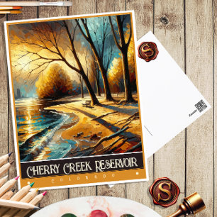 Cherry Creek Reservoir Colorado Vintage Painting Postcard