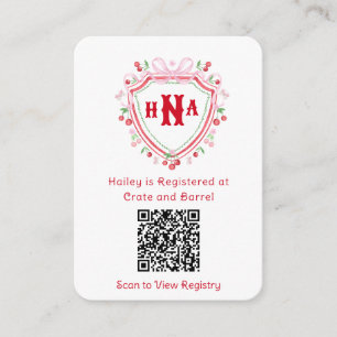Cherry Crest   Bridal Shower Gift Registry  Enclosure Card