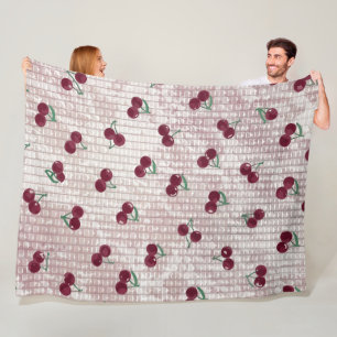 Cherry Crochet Blanket Illustration – Pastel Pink