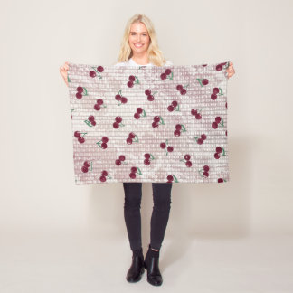 Cherry Crochet Blanket Illustration – Pastel Pink