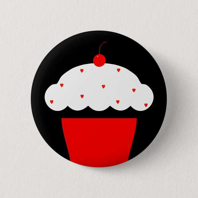 cherry cupcake 6 cm round badge (Front)