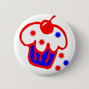 cherry cupcake 6 cm round badge