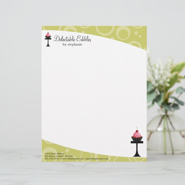 Cherry Cupcake Bakery Business Letterhead (Standing Front)