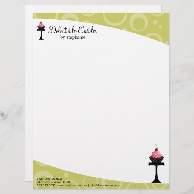 Cherry Cupcake Bakery Business Letterhead (Front/Back)