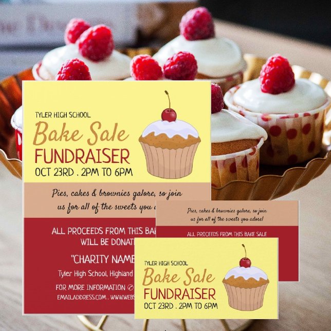 Cherry Cupcake, Charity Bake Sale Event Advert Flyer (Creator Uploaded)