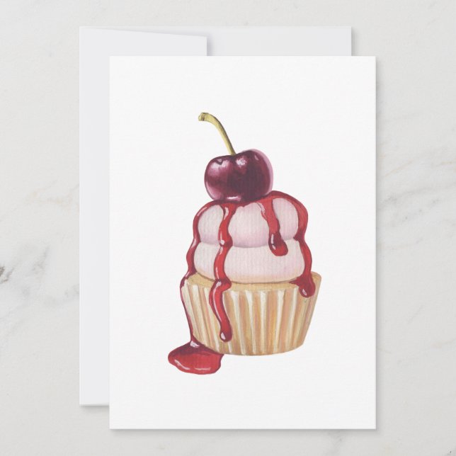 Cherry Cupcake  Holiday Card (Front)