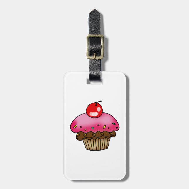 cherry cupcake luggage tag (Front Vertical)