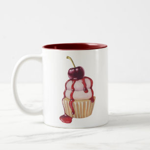 Cherry Cupcake Two-Tone Coffee Mug