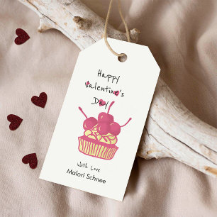 Cherry Cupcake Valentine – Hand-Drawn Dessert Gift Tags
