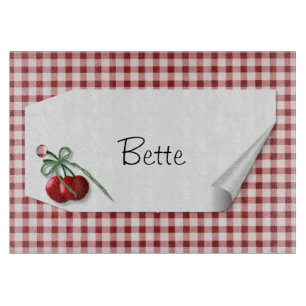Cherry Curl Tag Glass Cutting Board