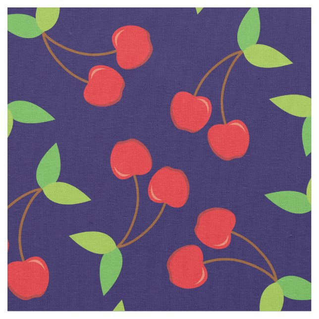 Cherry Cute Fruit Cherries Kitchen Fabric (Close Up)