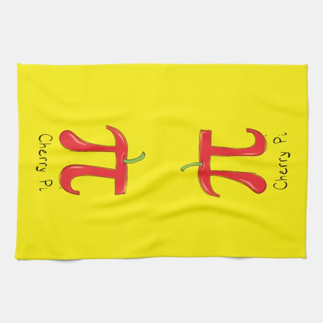 Cherry Cute Math Pi Day Pie Baking Kitchen Towel (Horizontal)
