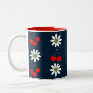 Cherry Daisy Charm Two-Tone Coffee Mug