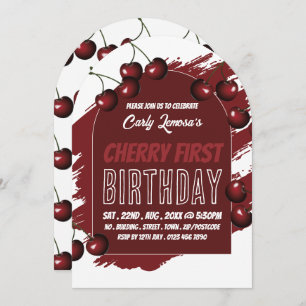Cherry Design, Cherry First Birthday Invitation