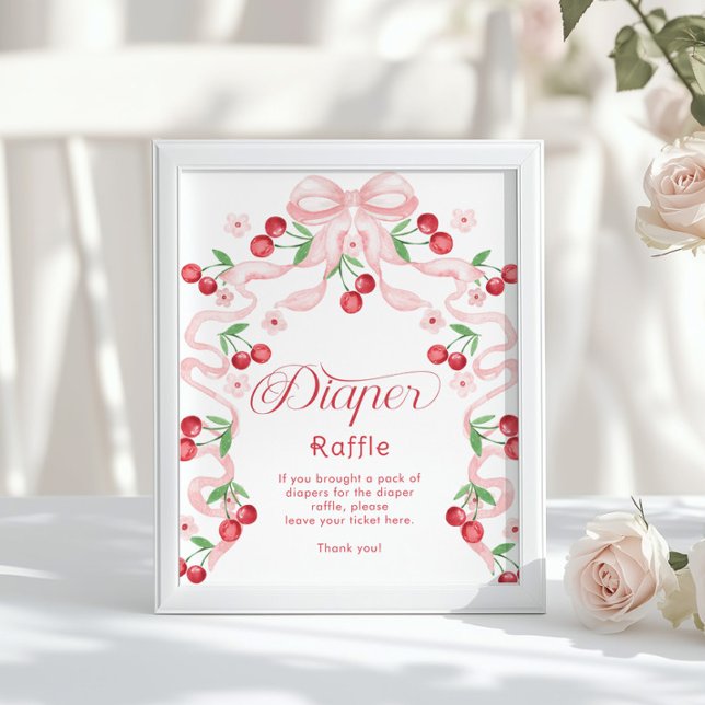 Cherry Diaper raffle Pink bow Whimsical Poster (Creator Uploaded)