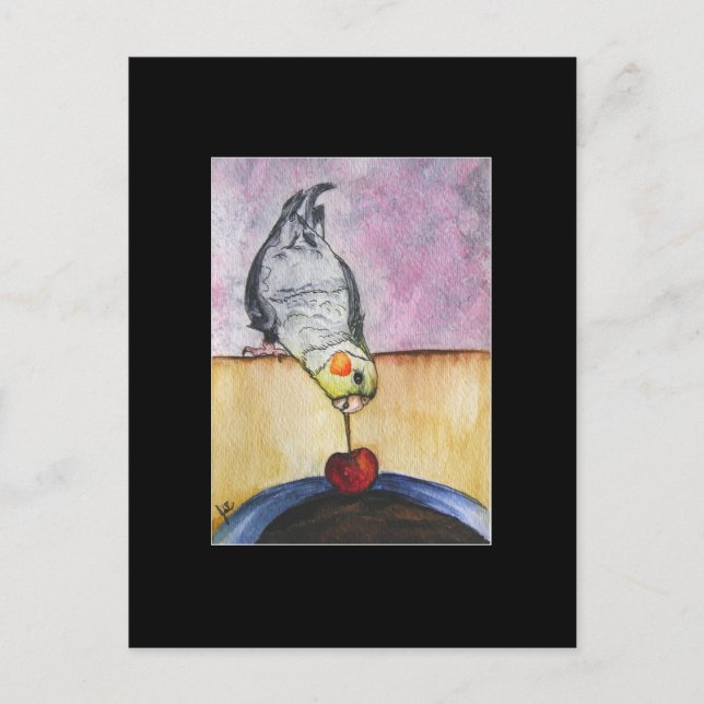 Cherry Dip (cockatiel) ACEO Art Trading Card (Front)