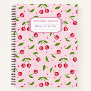 Cherry Disco Ball Pattern Composition Notebook