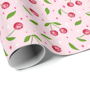 Cherry Disco Ball Pattern Wrapping Paper