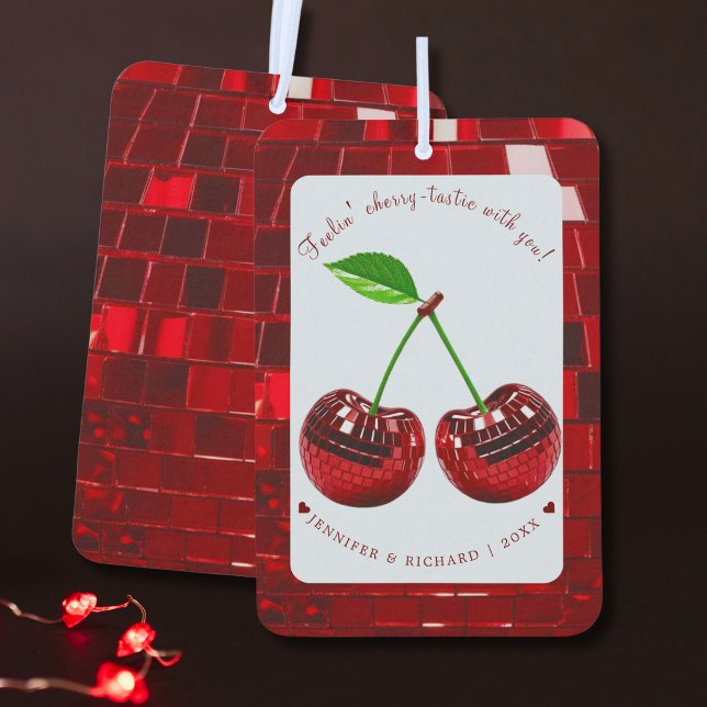 Cherry Disco Ball Valentine's Day  Car Air Freshener (Cherry Disco Ball Valentine's Day Air Freshener)