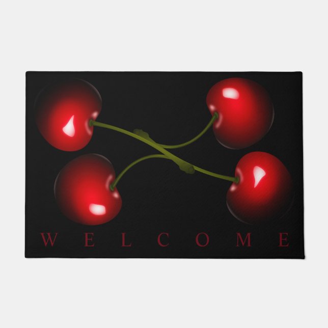 Cherry Doormat Welcome - Custom Colours (Front)
