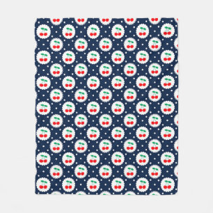 Cherry Dot Pattern – Retro Fruit Gift & Decor Fleece Blanket