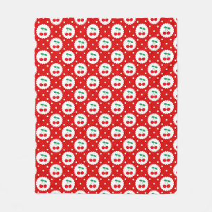 Cherry Dot Pattern – Retro Fruit Gift & Decor Fleece Blanket