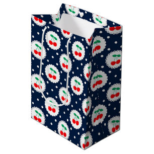 Cherry Dot Pattern – Retro Fruit Gift & Decor Medium Gift Bag
