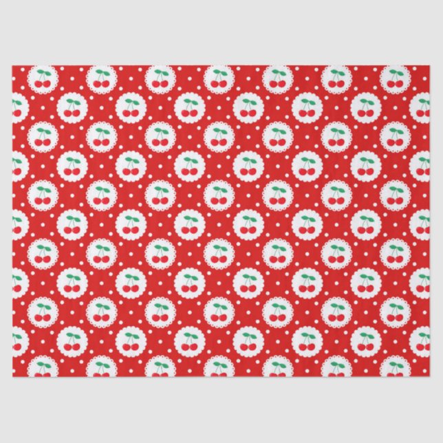 Cherry Dot Pattern – Retro Fruit Gift & Decor Tissue Paper (Front)