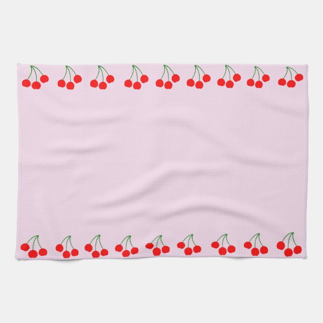 Cherry Edges on Pink Kitchen Towels (Horizontal)