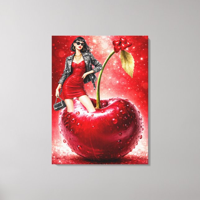 Cherry Fashion Illustration Wall Art Print (Front)