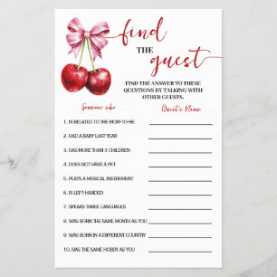 Cherry Find the Guest Baby Shower Game Card