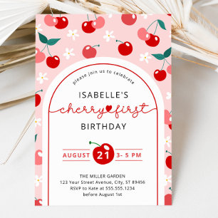 Cherry First Birthday 1st Birthday Invitation