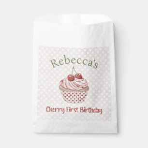 Cherry First Birthday Coquette Watercolor Cupcake Favour Bags