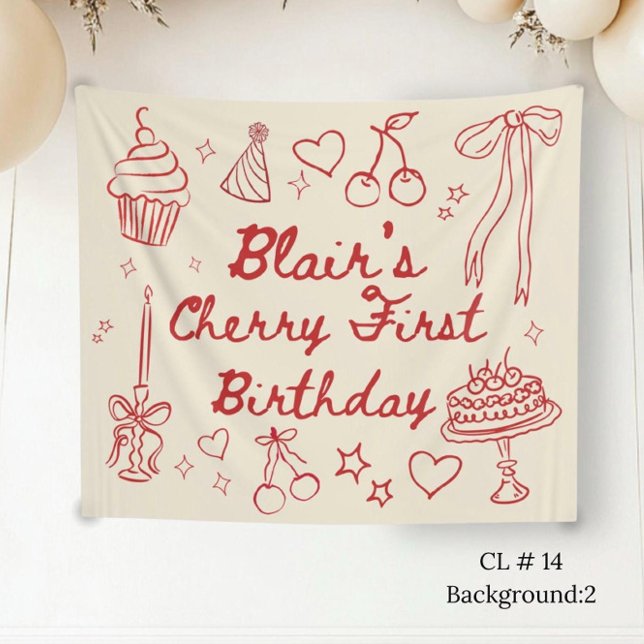 Cherry First Birthday Decorations cherry on top  Tapestry (Creator Uploaded)