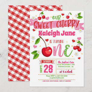Cherry First Birthday Invitation