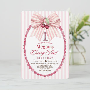 Cherry First Birthday Party Invitation