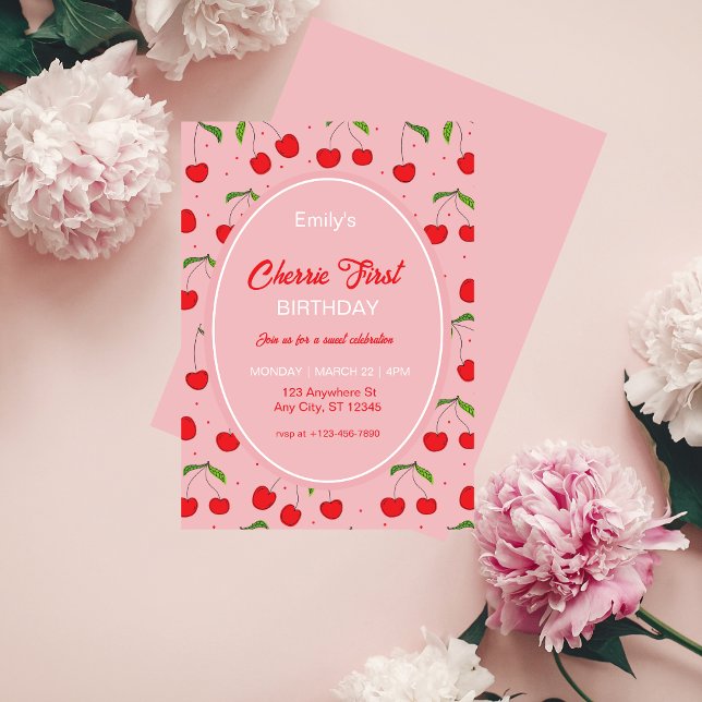 CHERRY First Birthday Party Invitation (Creator Uploaded)
