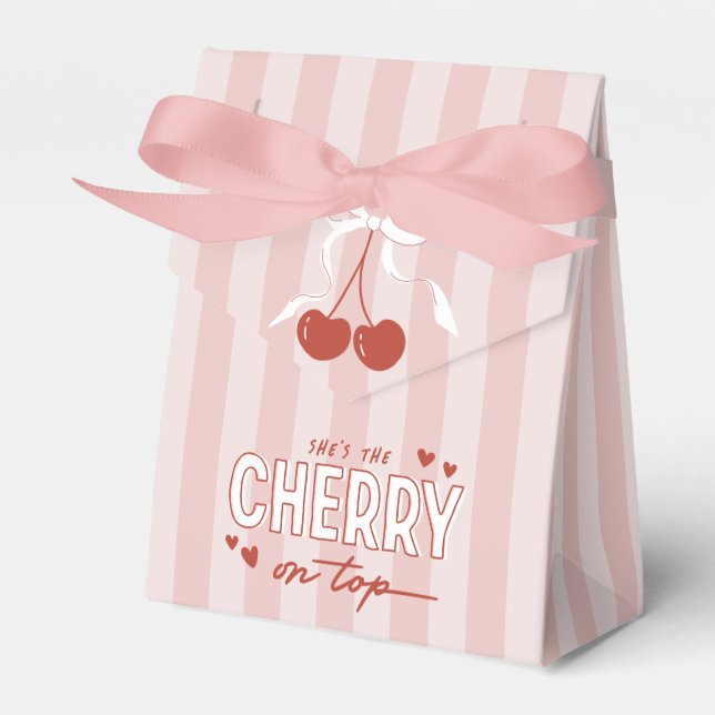 Cherry First Coquette Girls 1st Birthday Favour Box (Front Side)