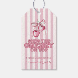 Cherry First Coquette Girls 1st Birthday Favour Gift Tags