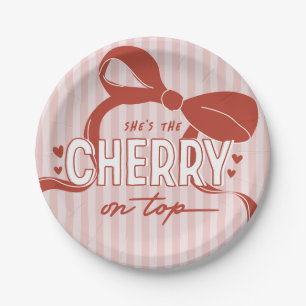 Cherry First Coquette Girls 1st Birthday Paper Plate