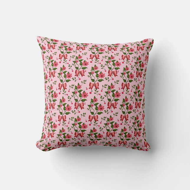 Cherry floral pattern Curtain Cushion (Front)