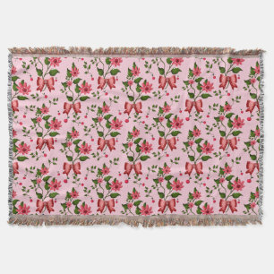 Cherry floral pattern Curtain Throw Blanket