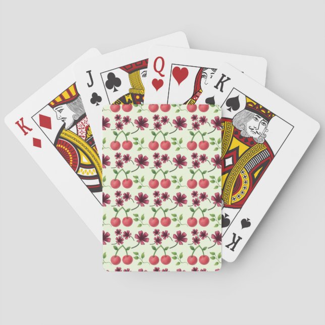Cherry floral pattern  playing cards (Back)
