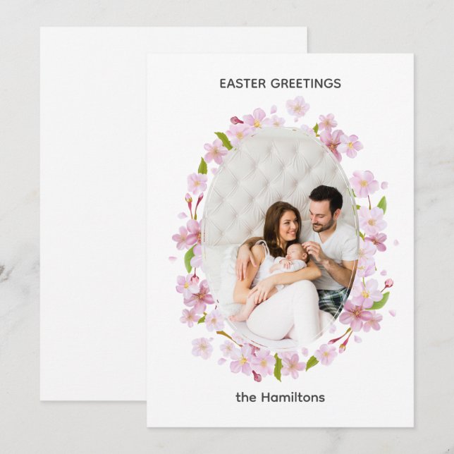 Cherry Flowers Easter Frame Card (Front/Back)