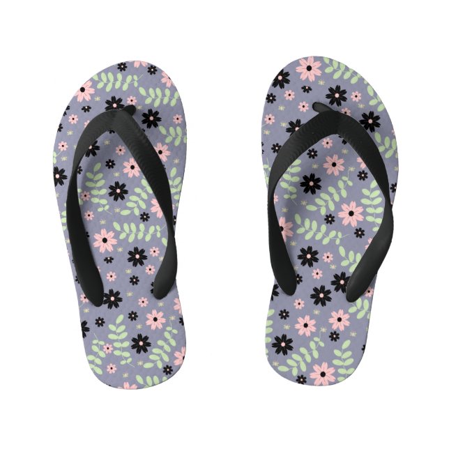 cherry flowers pattern  kid's flip flops (Footbed)