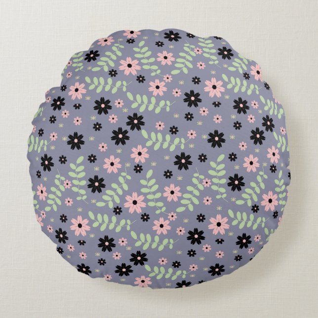 cherry flowers pattern round cushion (Front)
