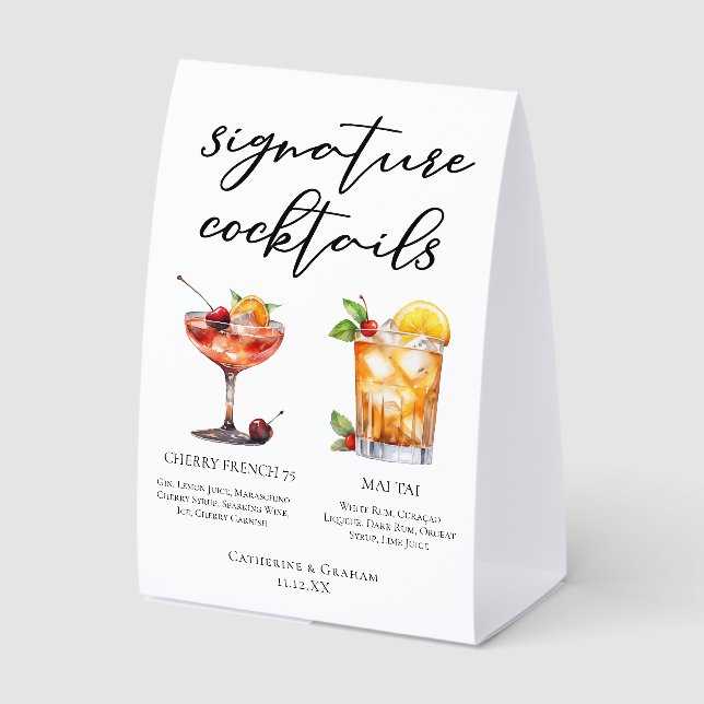 Cherry French 75 Mai Tai Signature Cocktails Menu (Front)